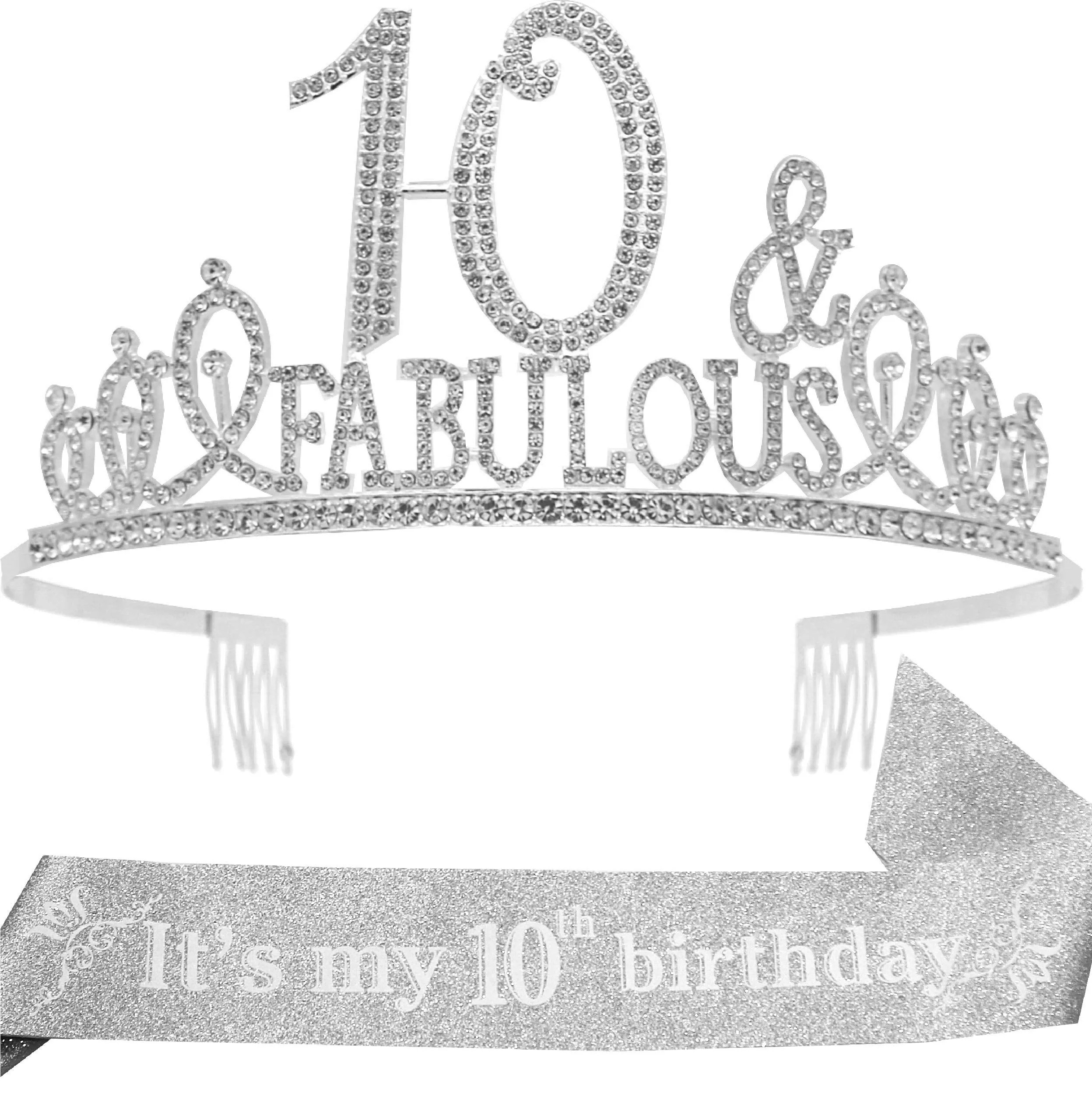 10th Birthday, 10th Birthday Tiara Silver, 10th Birthday Decorations for Girls, 10th