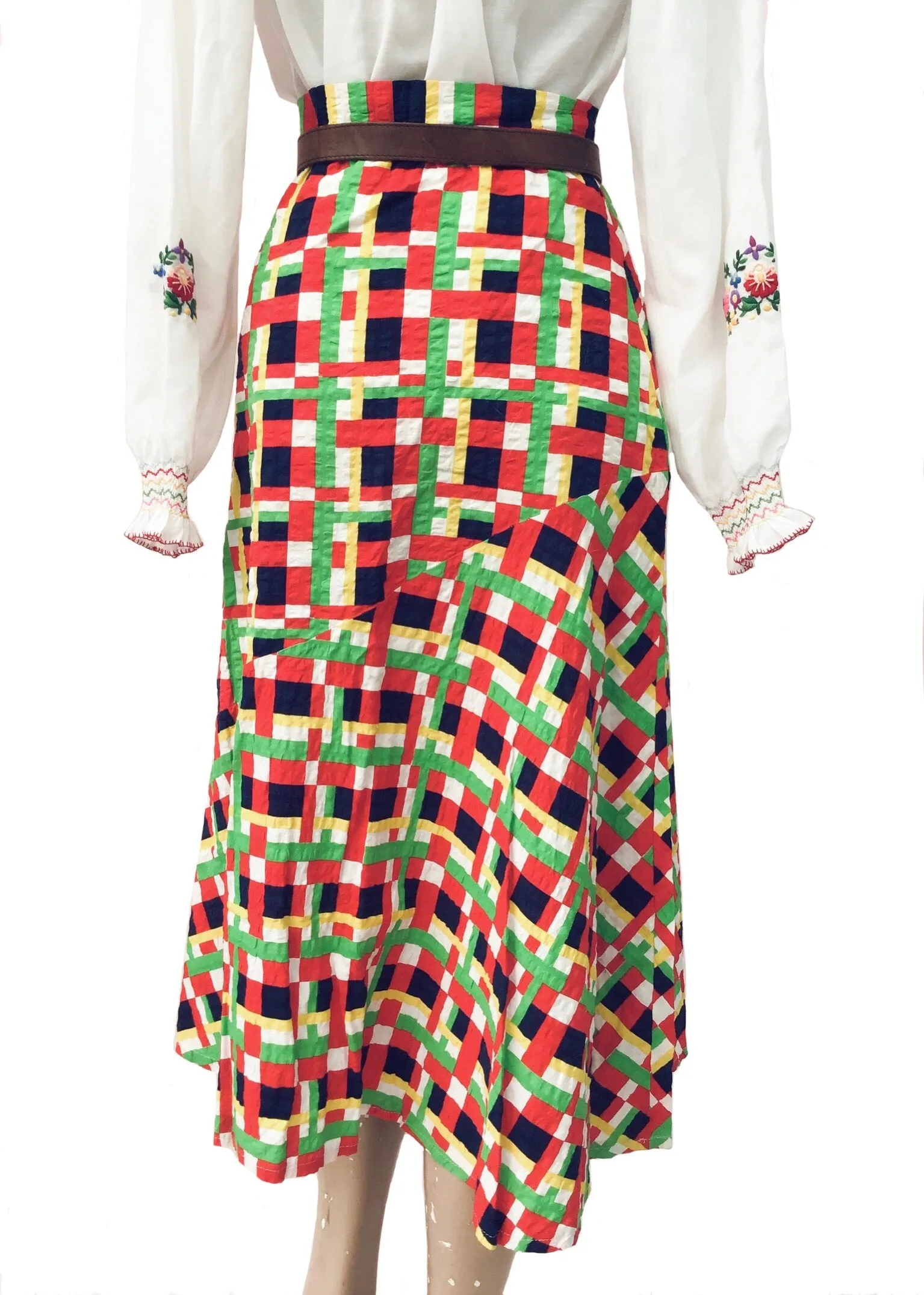 1970s Vintage Colourful Seersucker Skirt by Rob Roy