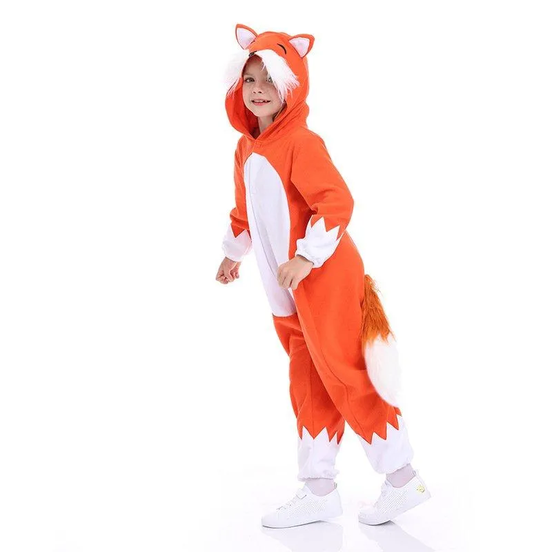 Animal Fox Kigurumi Onesies Pajamas Hooded Jumpsuit Costume For Kids