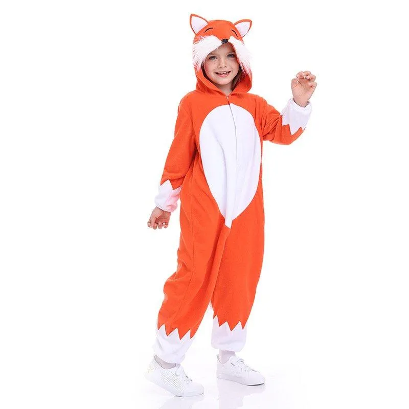 Animal Fox Kigurumi Onesies Pajamas Hooded Jumpsuit Costume For Kids