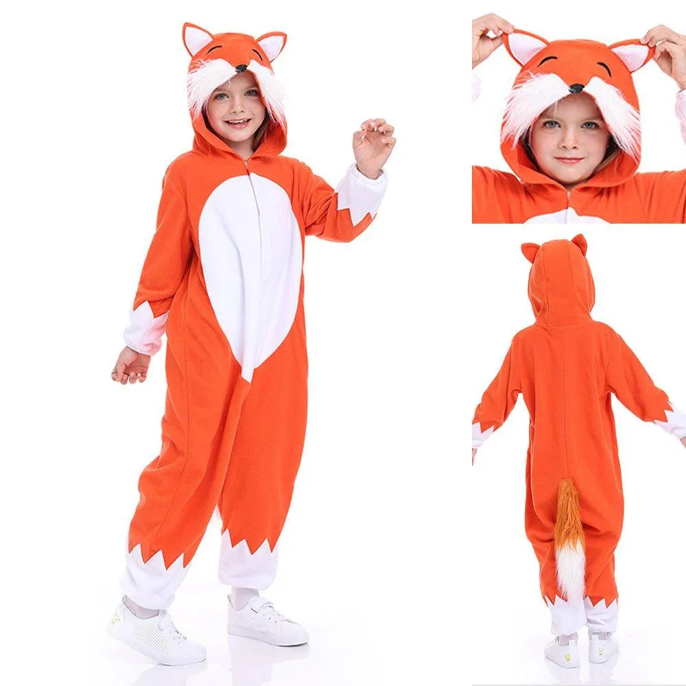 Animal Fox Kigurumi Onesies Pajamas Hooded Jumpsuit Costume For Kids