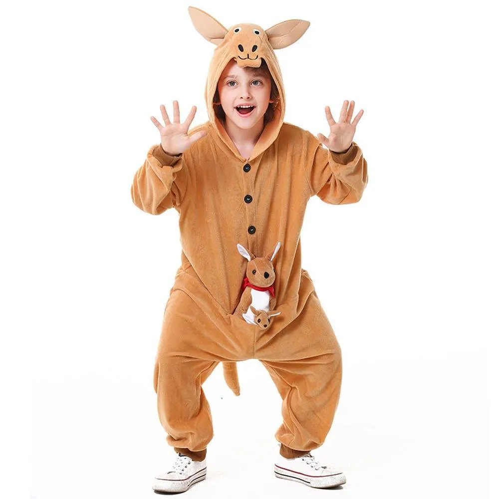 Animal kangaroo kids Kigurumi Pajamas Costume Onesies hooded jumpsuit