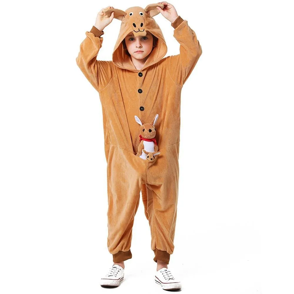 Animal kangaroo kids Kigurumi Pajamas Costume Onesies hooded jumpsuit