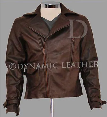 Avenger Captain America Brown Biker Genuine Costume Leather Jacket Chris Evans