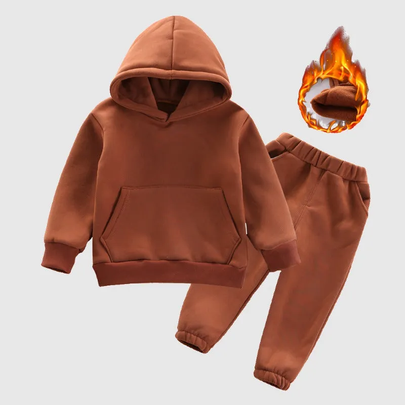 Baby Boys and Girls Hooded Sweatshirt  and Pants Two-piece Outfit Set