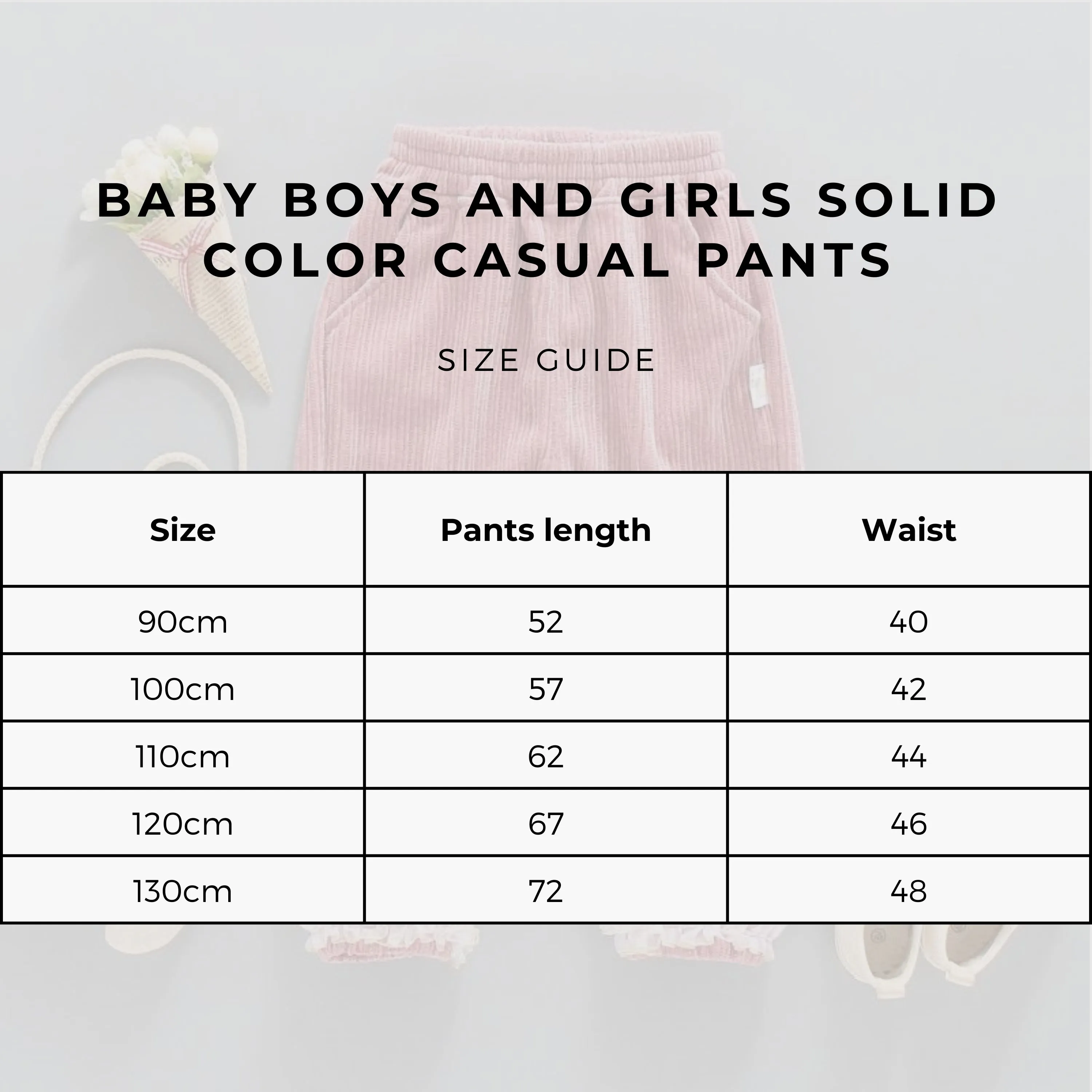 Baby Boys and Girls Solid Color Casual Pants