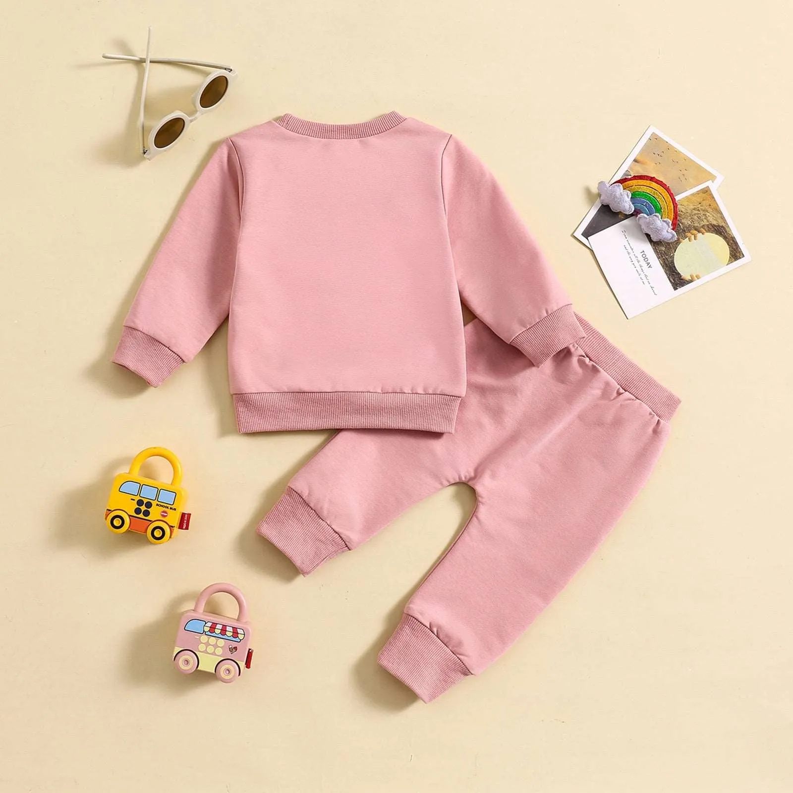 Baby Girl Long-sleeved Sweatshirt and Pants Two-piece Outfit Set