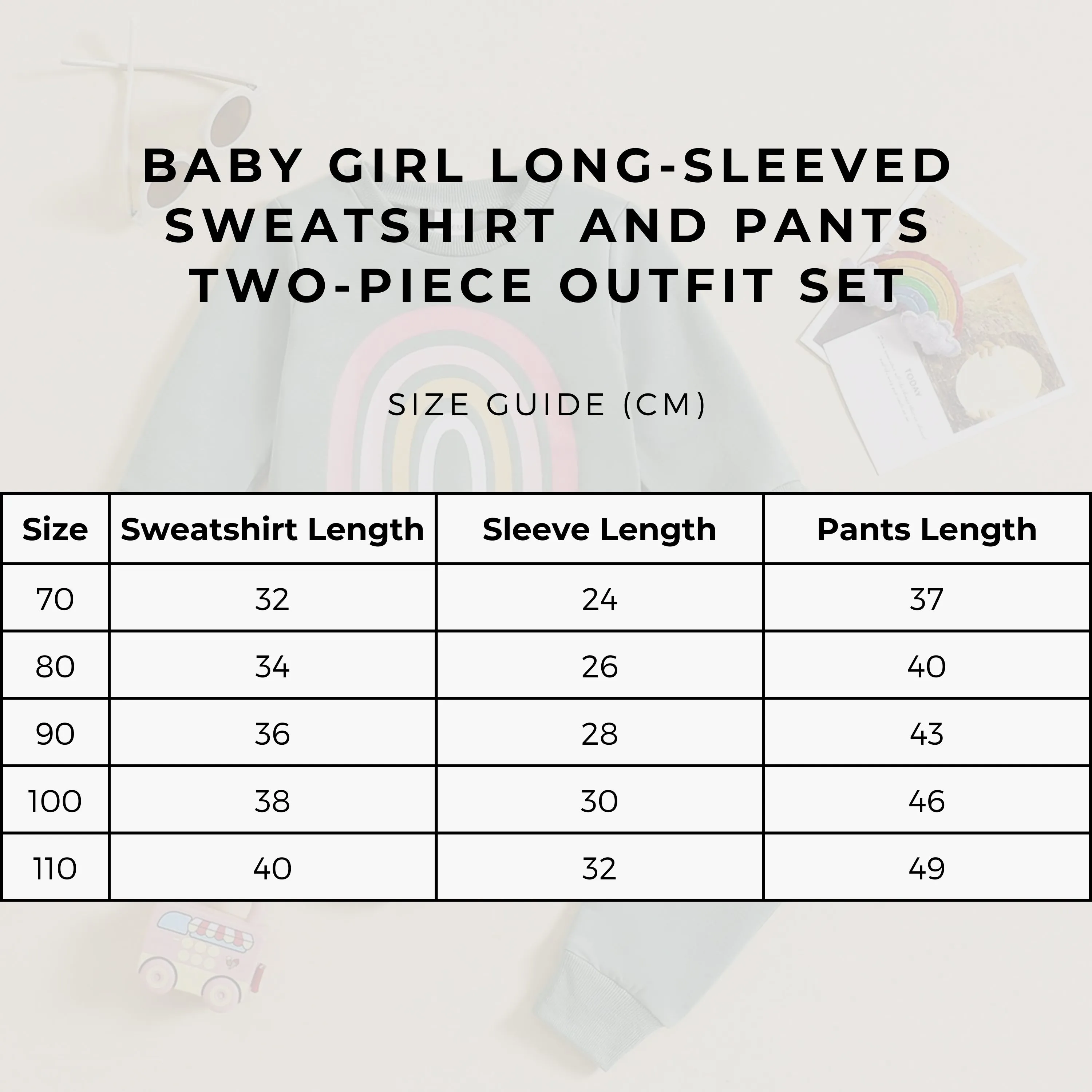 Baby Girl Long-sleeved Sweatshirt and Pants Two-piece Outfit Set