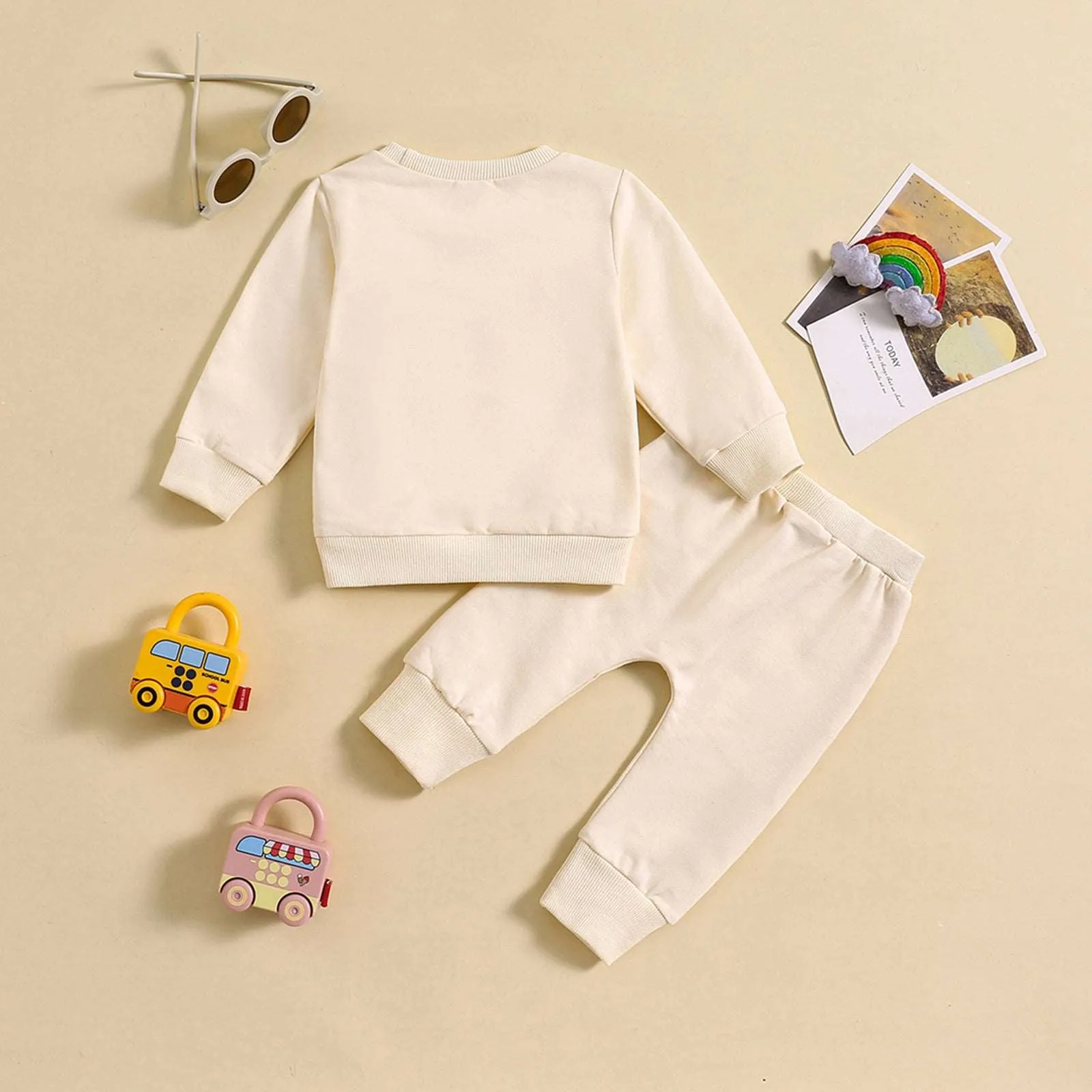 Baby Girl Long-sleeved Sweatshirt and Pants Two-piece Outfit Set