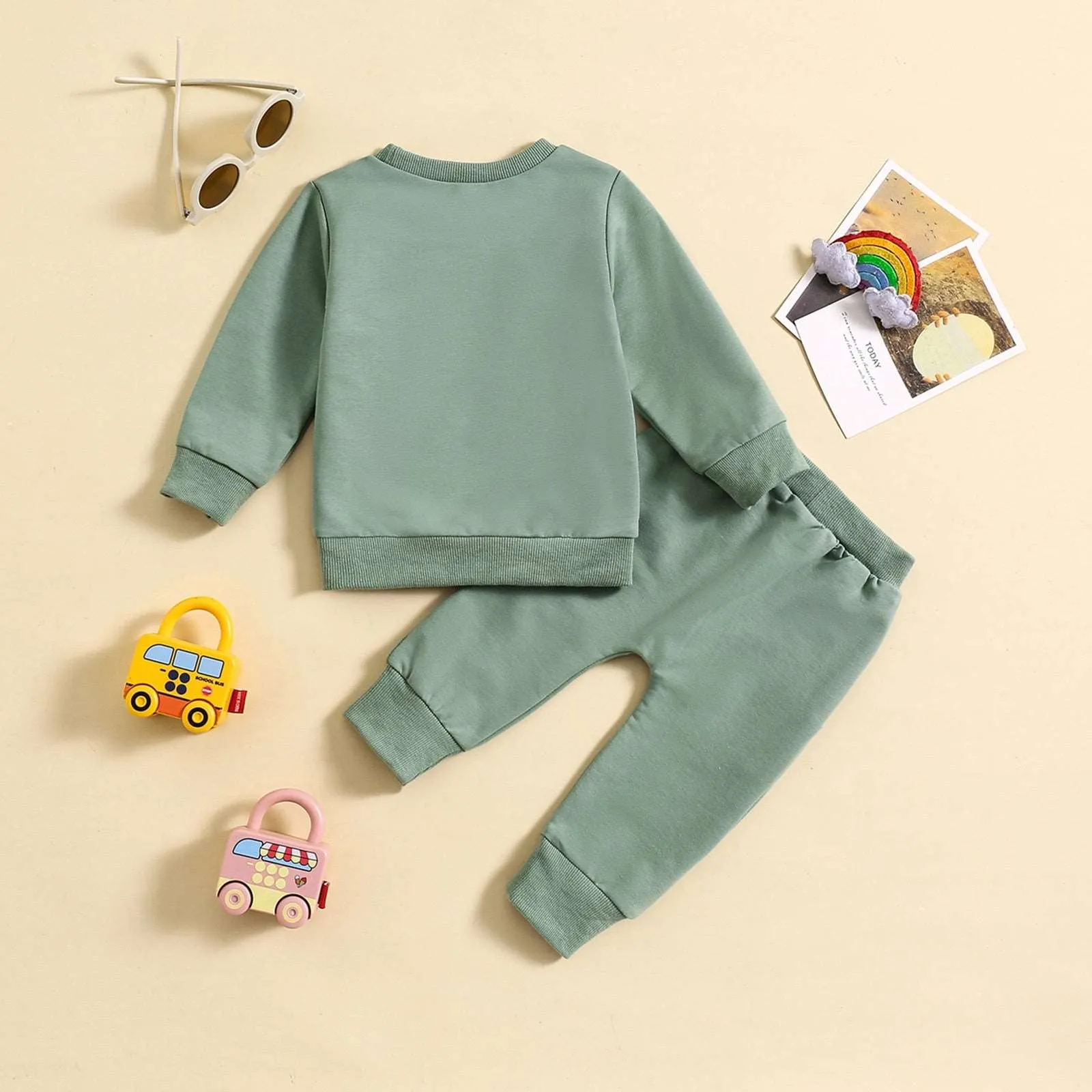 Baby Girl Long-sleeved Sweatshirt and Pants Two-piece Outfit Set