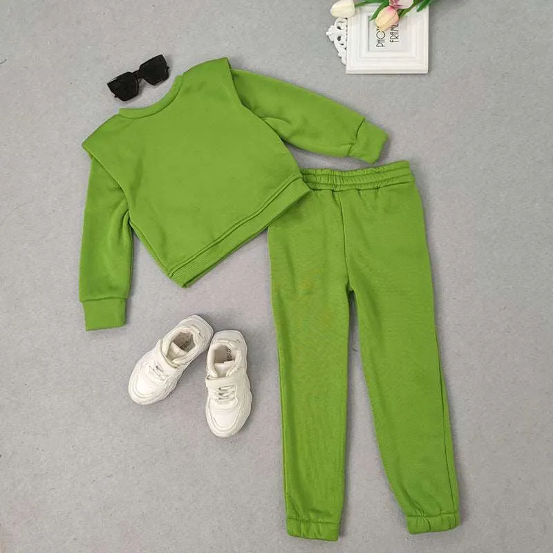 Baby Girl Trendy Casual Long Sleeved Sweatshirt and Pants Outfit Set