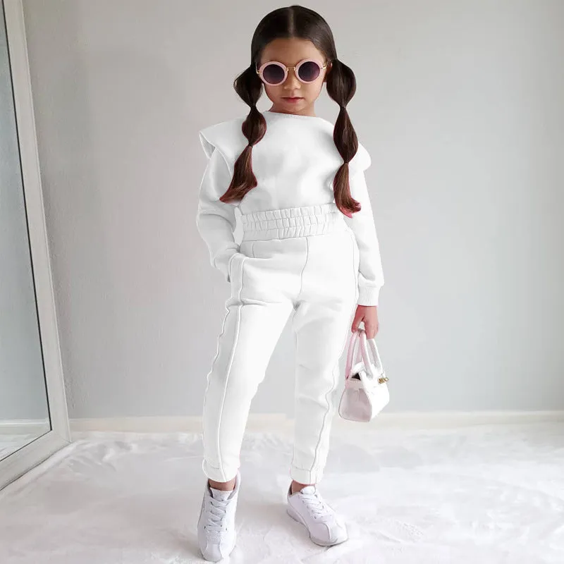 Baby Girl Trendy Casual Long Sleeved Sweatshirt and Pants Outfit Set