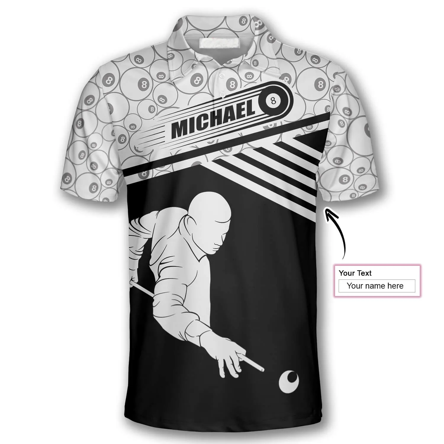 Billiard Balls Pattern Silhouette Custom Billiard Shirts for Men, Best Shirt for Billiard Player