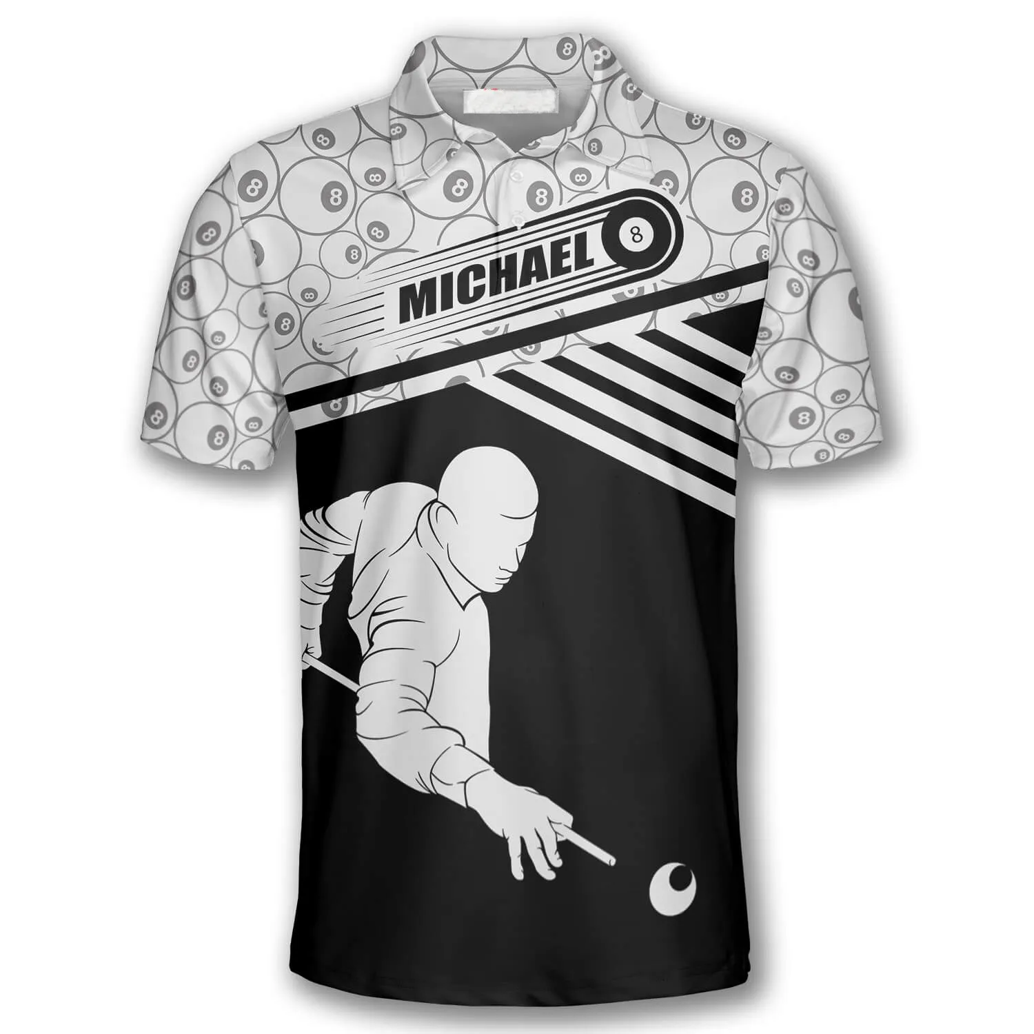 Billiard Balls Pattern Silhouette Custom Billiard Shirts for Men, Best Shirt for Billiard Player