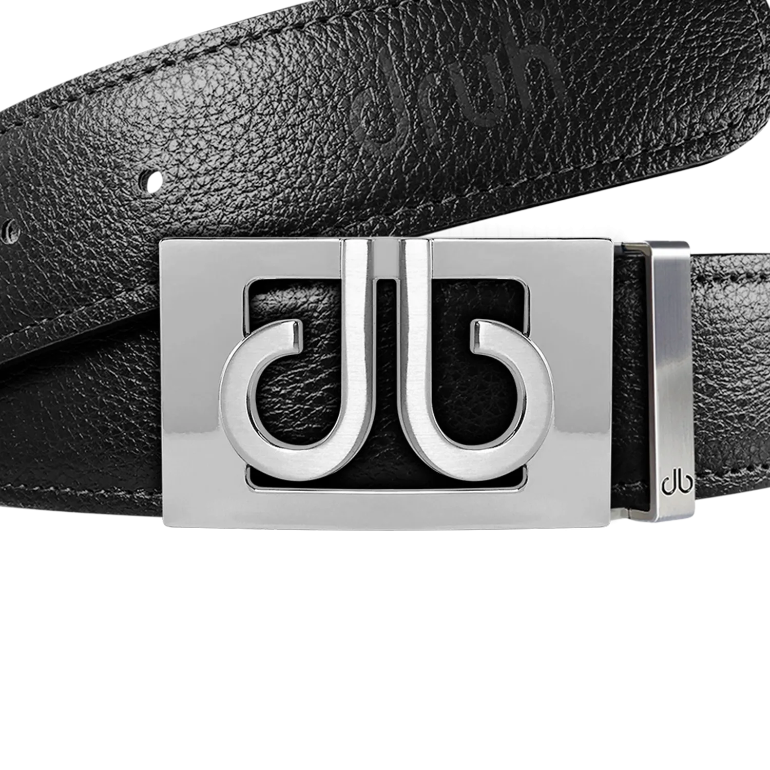 Black Full Grain Textured Leather Strap with Buckle