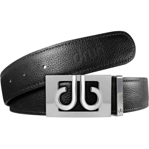 Black Full Grain Textured Leather Strap with Buckle