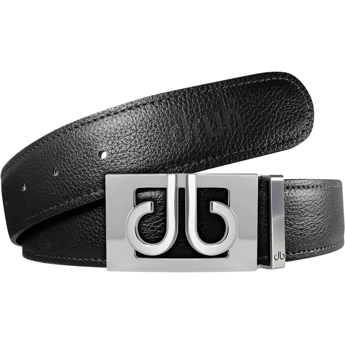 Black Full Grain Textured Leather Strap with Buckle