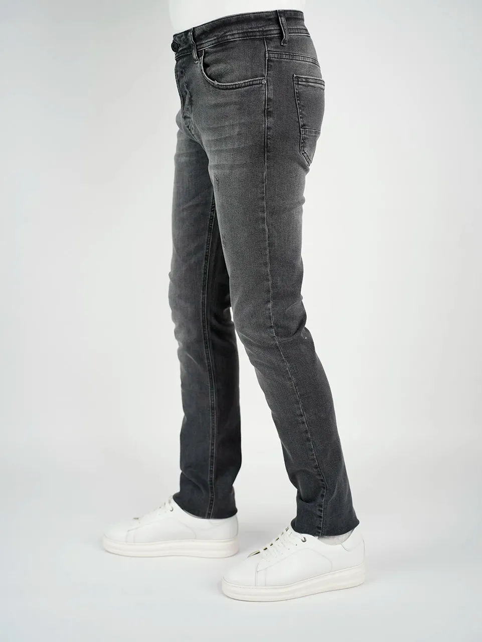 Black Slim Straight Washed Jeans