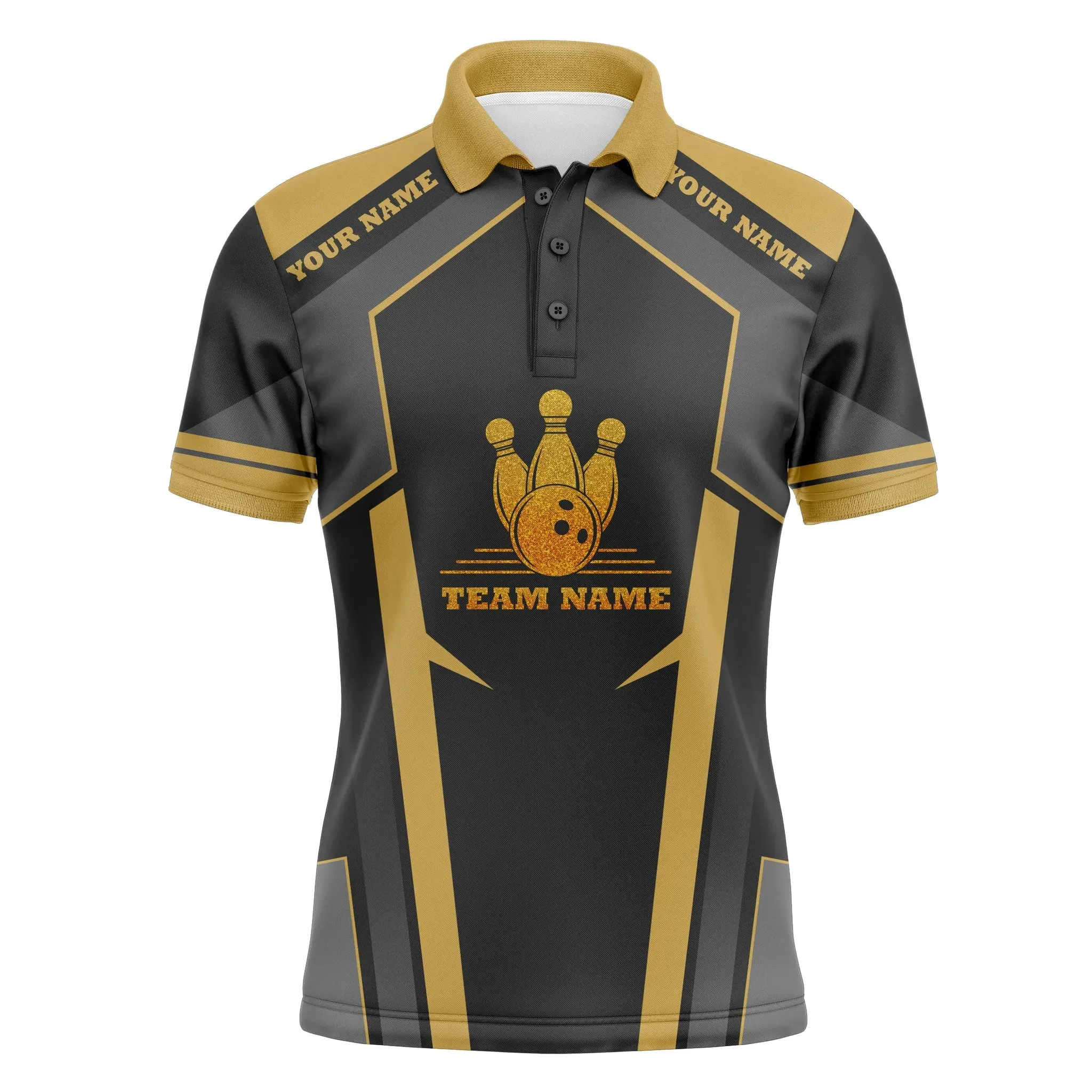 Bowling Long Sleeve Polo Shirts For Men Custom Bowling Team Jerseys, Bowling Gifts For Bowlers Yellow