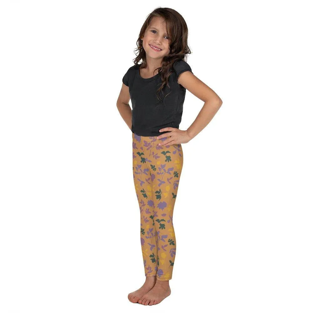 Brown Floral Kid's Leggings