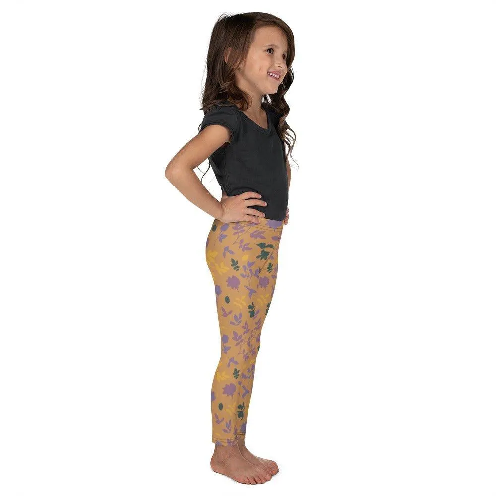 Brown Floral Kid's Leggings