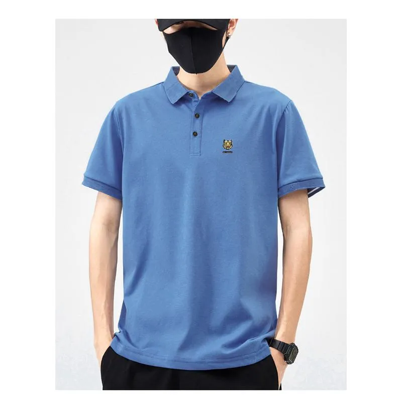 Business Lapel Trendy Premium Silky Luster Casual Silk Short Sleeve Polo Shirt