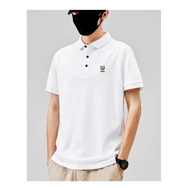 Business Lapel Trendy Premium Silky Luster Casual Silk Short Sleeve Polo Shirt