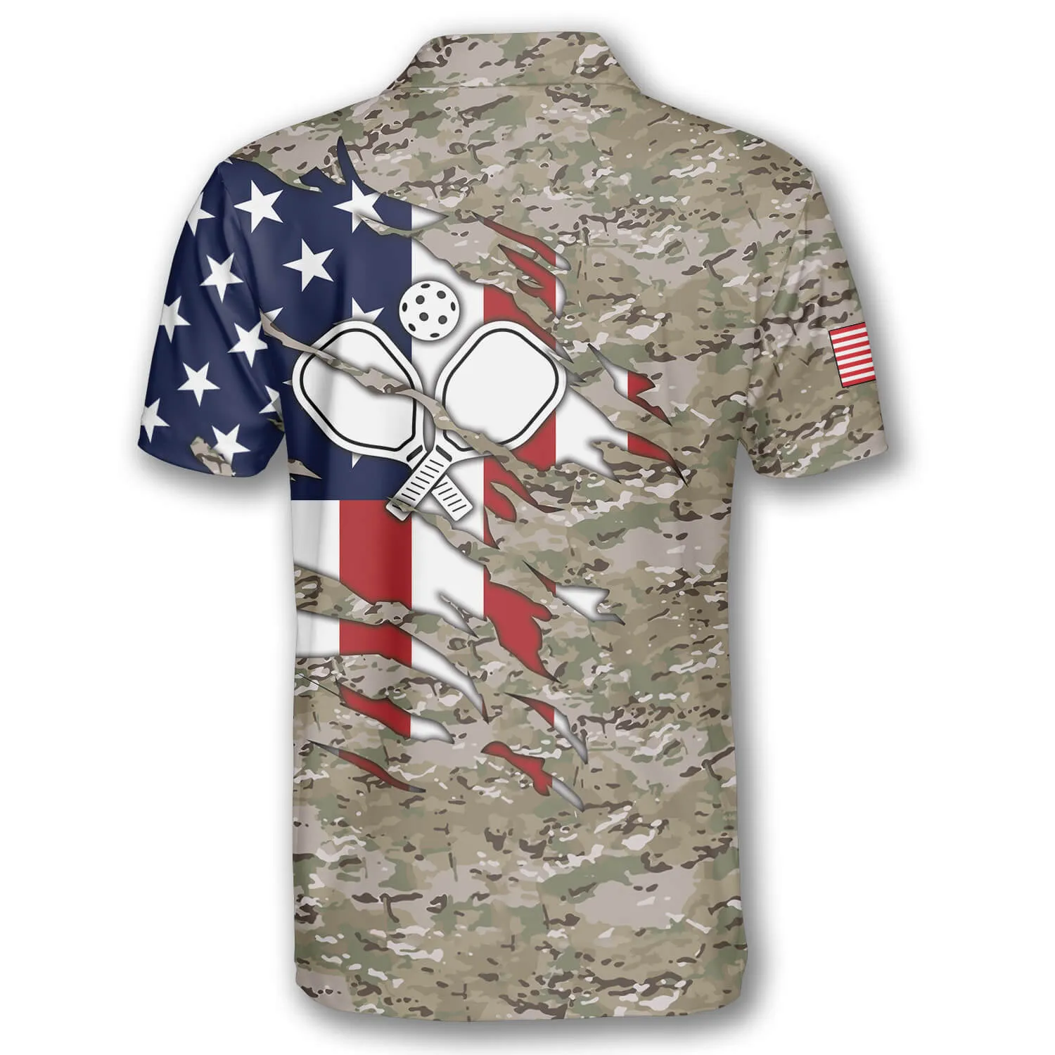 Camouflage Flag Custom Pickleball Shirts for Men