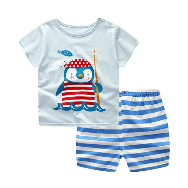 Cartoon Clothing Baby Boy Summer Clothes T-shirt Baby Girl Casual Clothing Sets