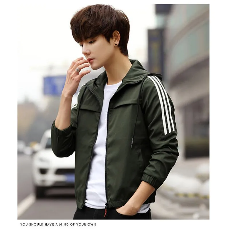 Casual Loose Fit Versatile Trendy Raincoat Hooded Jacket