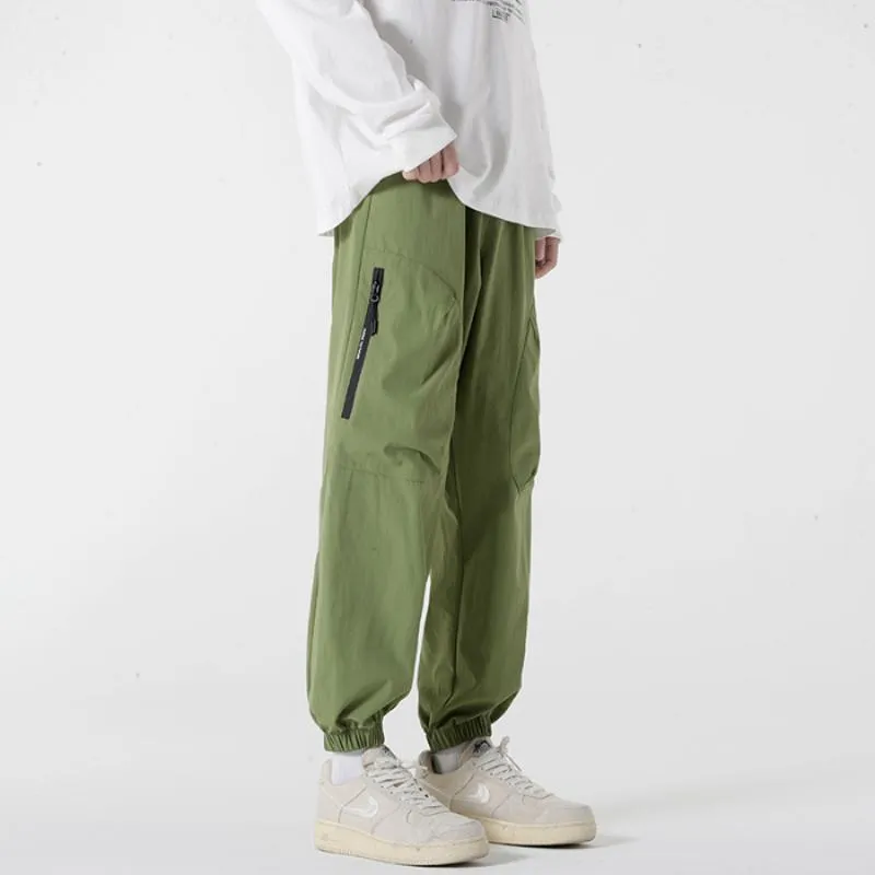 Casual Pocket Tapered Versatile Elasticity Zipper Pants