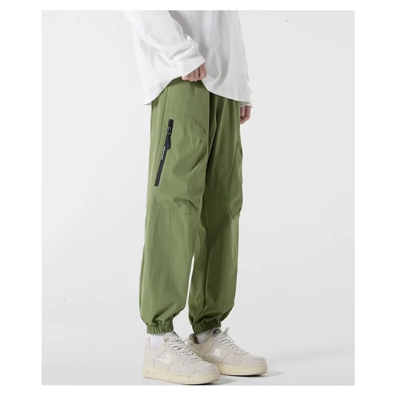 Casual Pocket Tapered Versatile Elasticity Zipper Pants