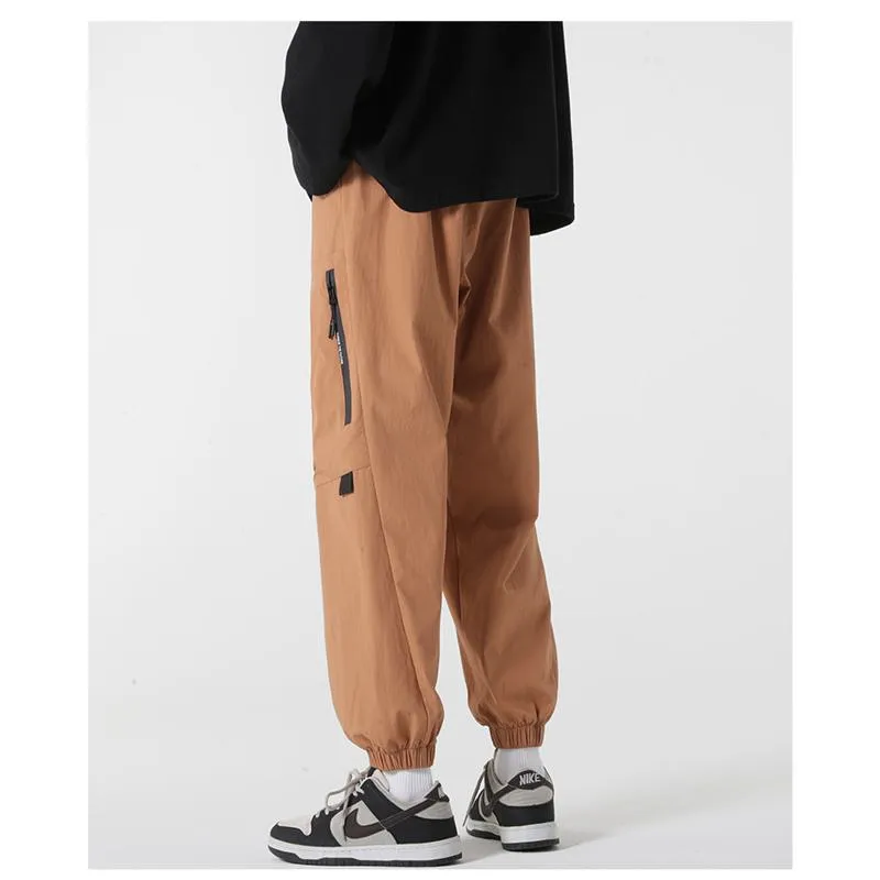 Casual Pocket Tapered Versatile Elasticity Zipper Pants