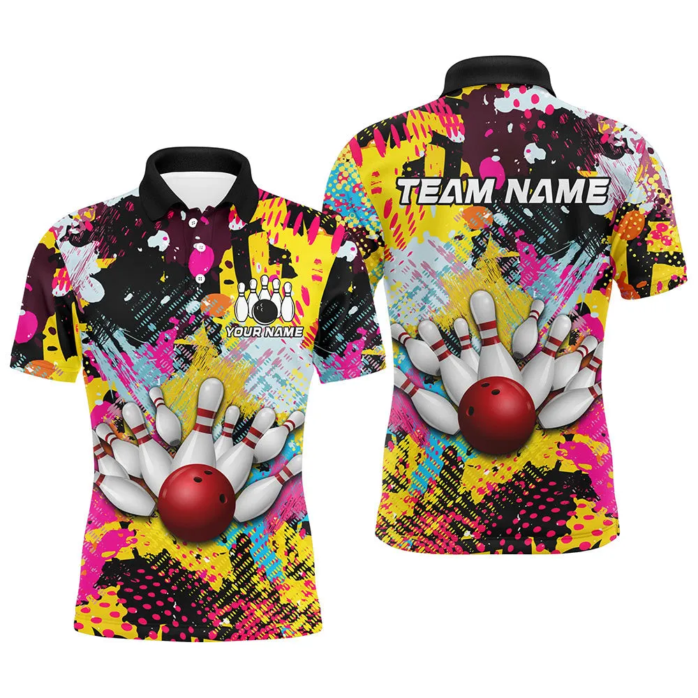 Colorful Bowling Jerseys Bowling Long Sleeve Polo Shirt For Men Custom Bowling Team Shirts For Bowlers