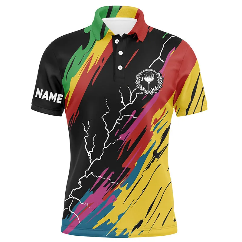 Colorful Mens Golf 3D Long Sleeve Polo Shirts Custom Golf Clothes For Men, Best Golf Gifts