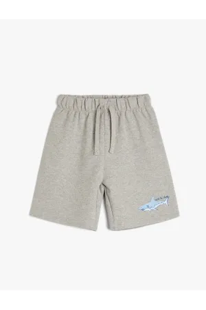 Cotton Boy's  Shark Printed Tie Waist Shorts