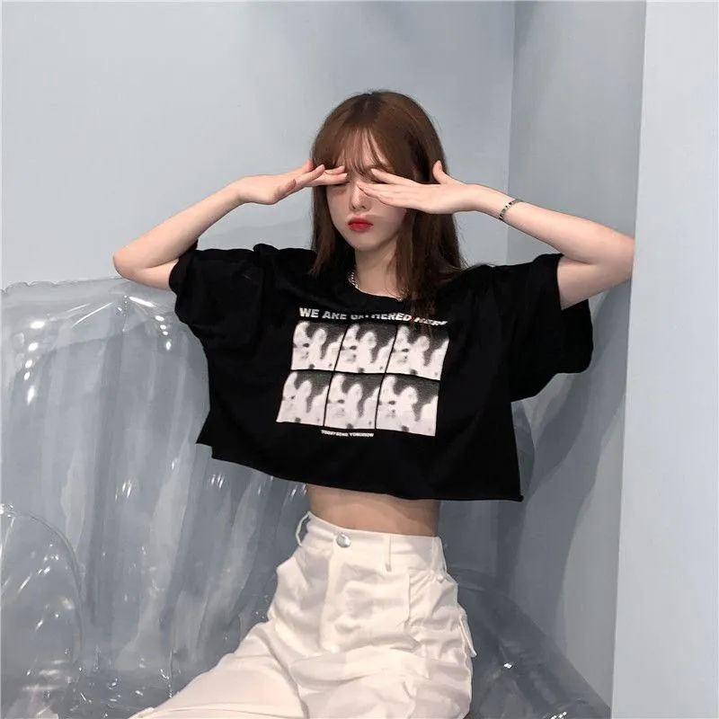 Cropped Niche Loose Fit Navel-Baring Short Sleeve Tee