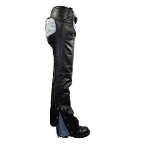 Double Deep Pockets Leather Motorcycle Chaps