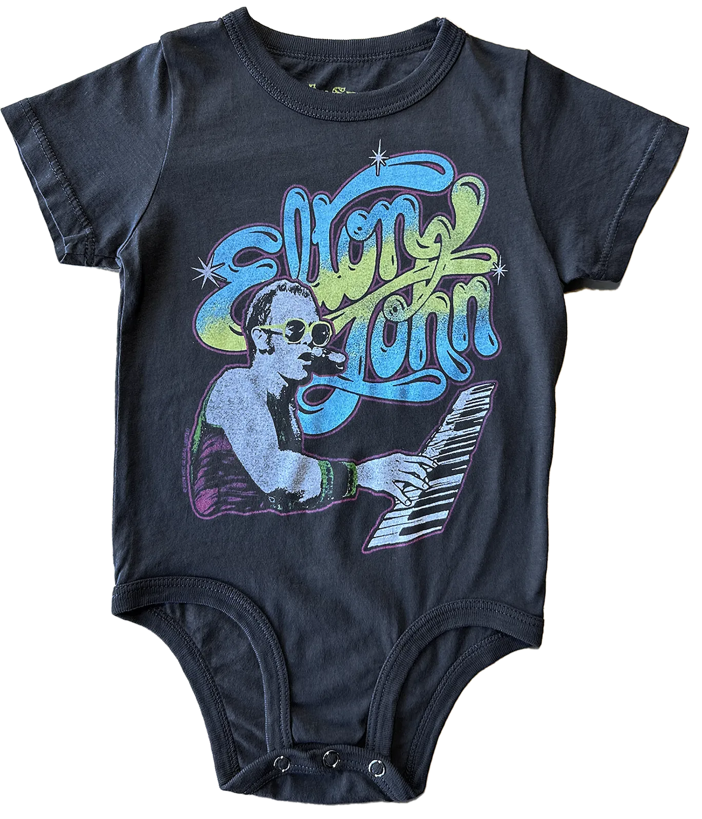 Elton John Vintage Black Organic Onesie