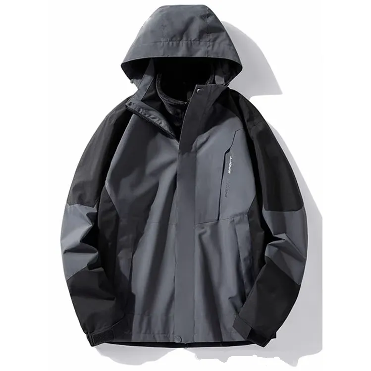 Fleece-Lined Mountaineering 3 In 1 Waterproof Detachable Raincoat Hooded Jacket