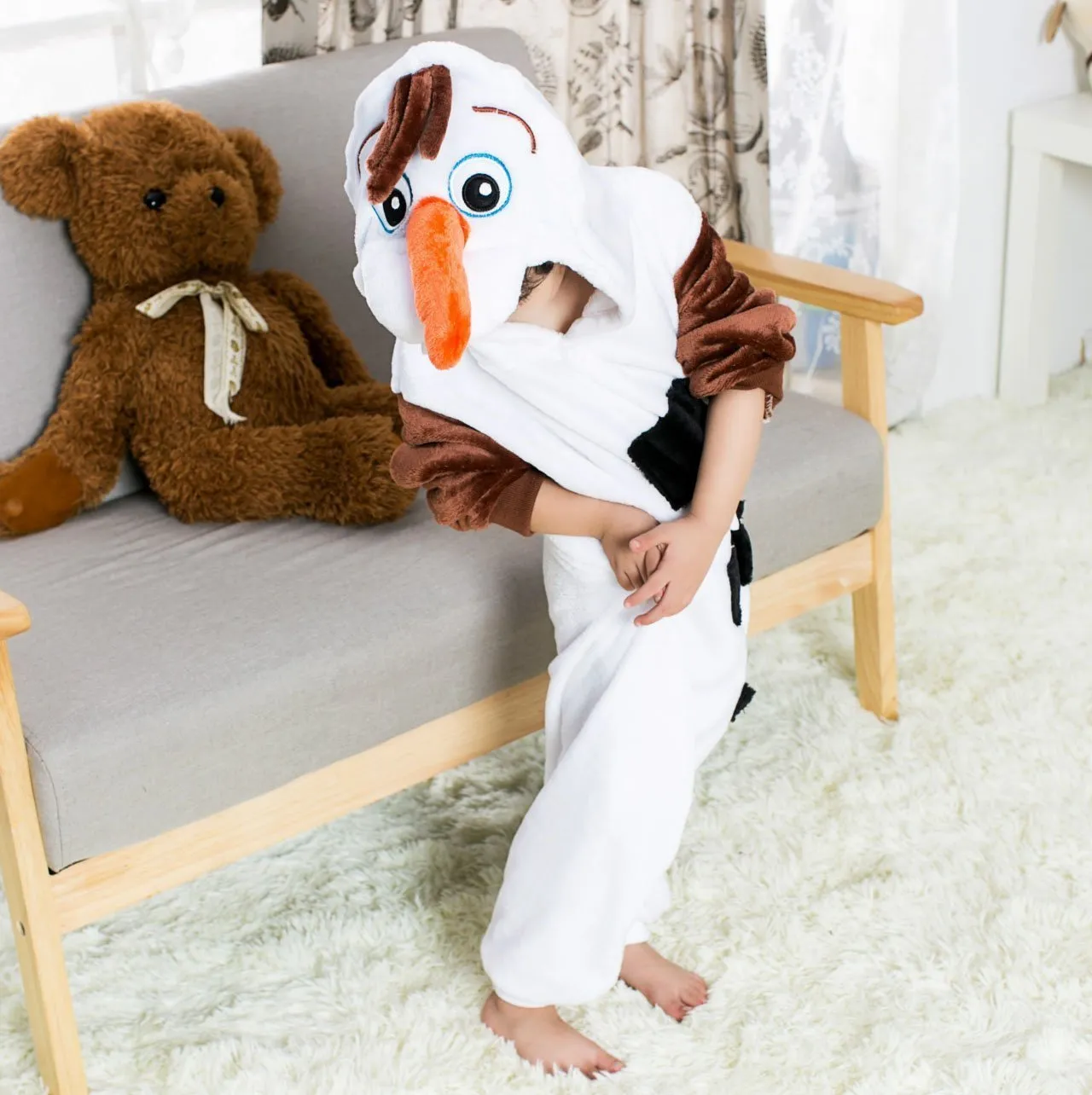 Frozen Olaf Snowman Kids Kigurumi Onesies Pajamas Costume