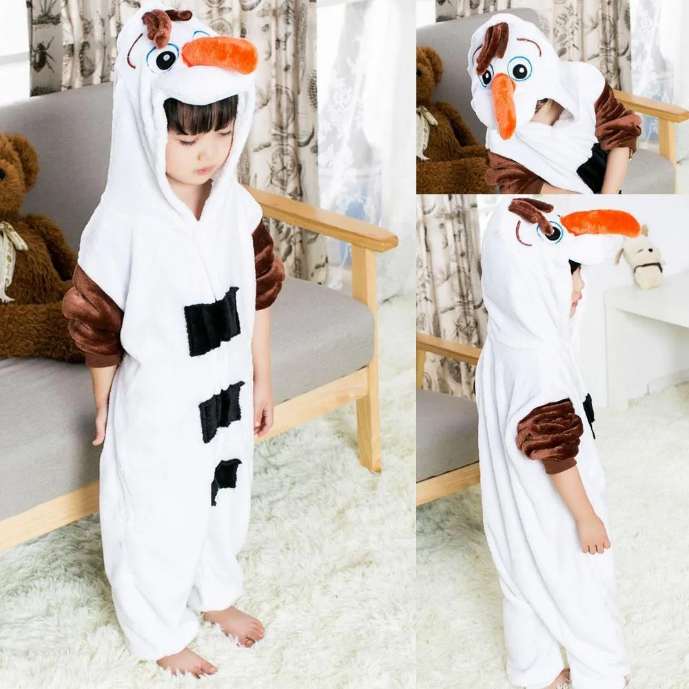 Frozen Olaf Snowman Kids Kigurumi Onesies Pajamas Costume