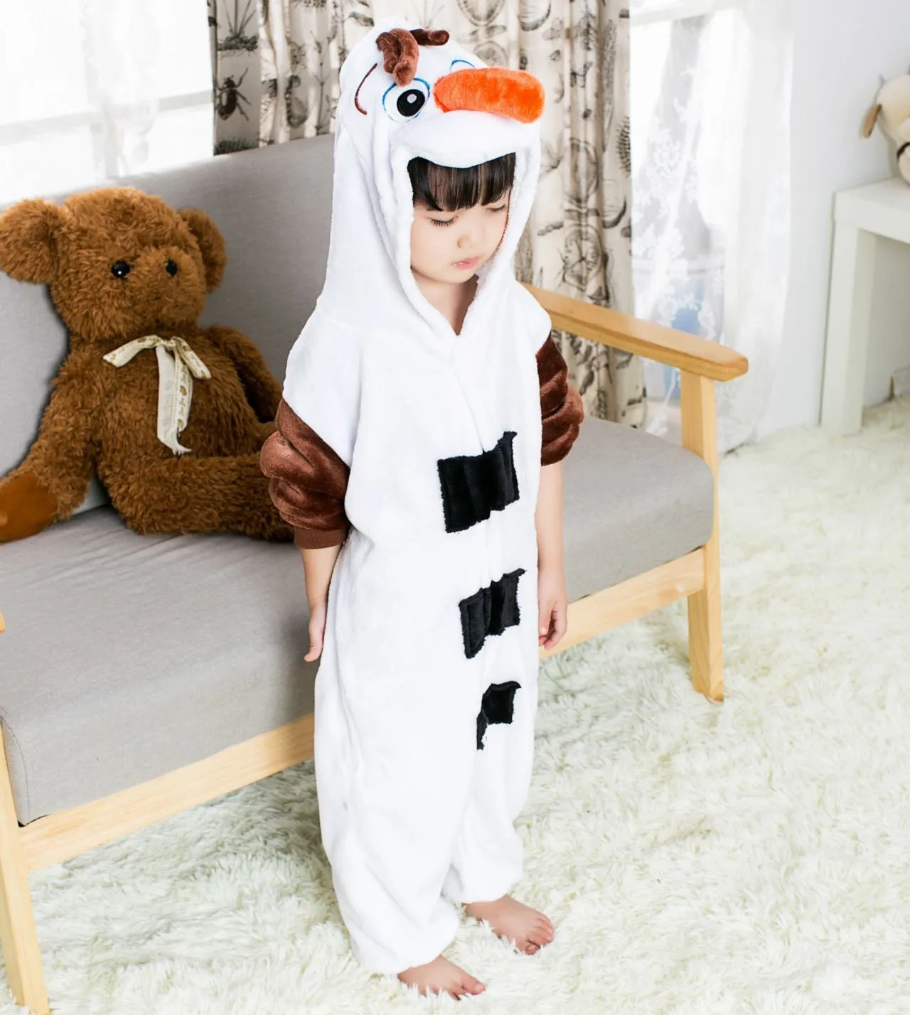 Frozen Olaf Snowman Kids Kigurumi Onesies Pajamas Costume