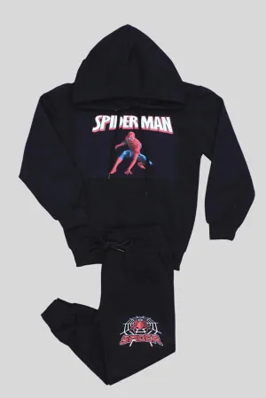 Fyk Kids Boy's Black Spiderman Printed Tracksuit