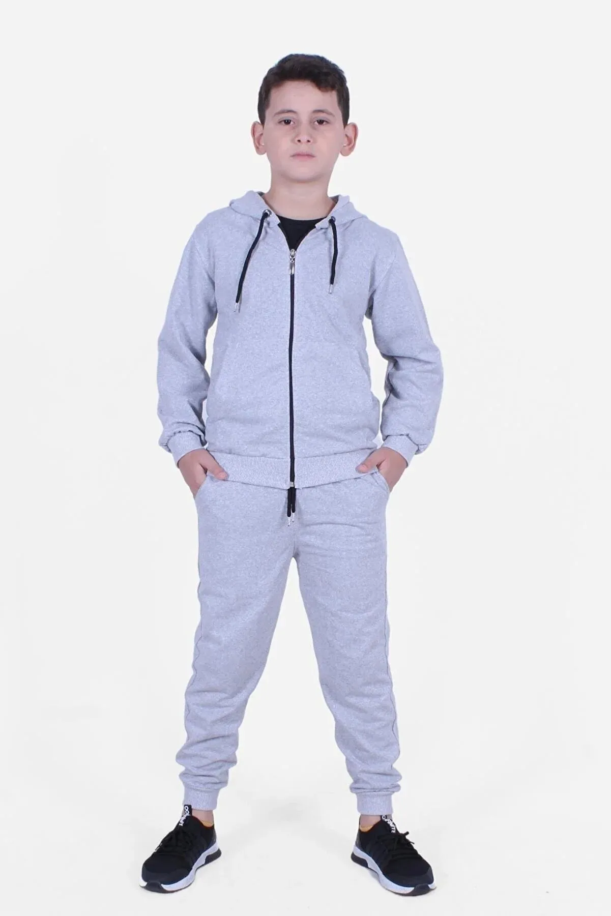 Fyk Kids Boy’s Grey Plain Front Zipper Closure Tracksuit