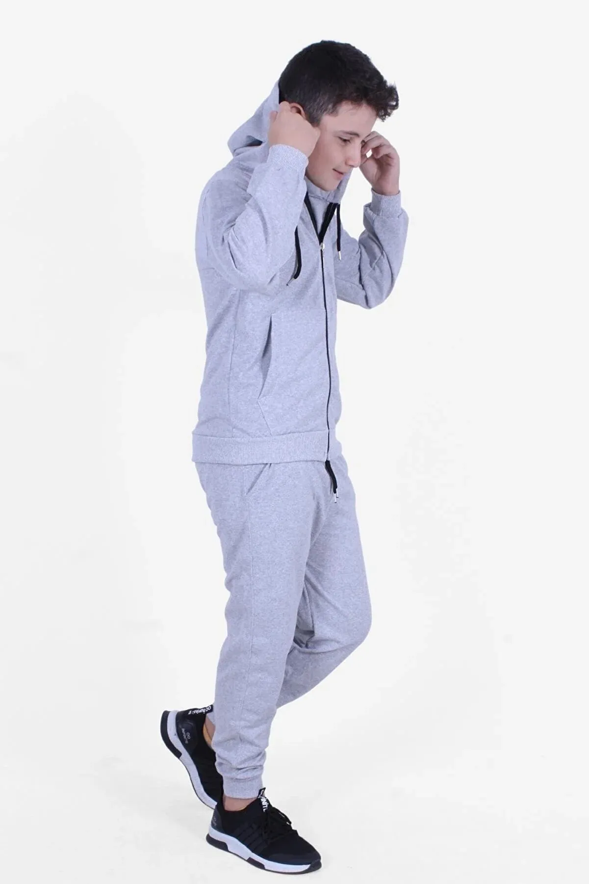 Fyk Kids Boy’s Grey Plain Front Zipper Closure Tracksuit