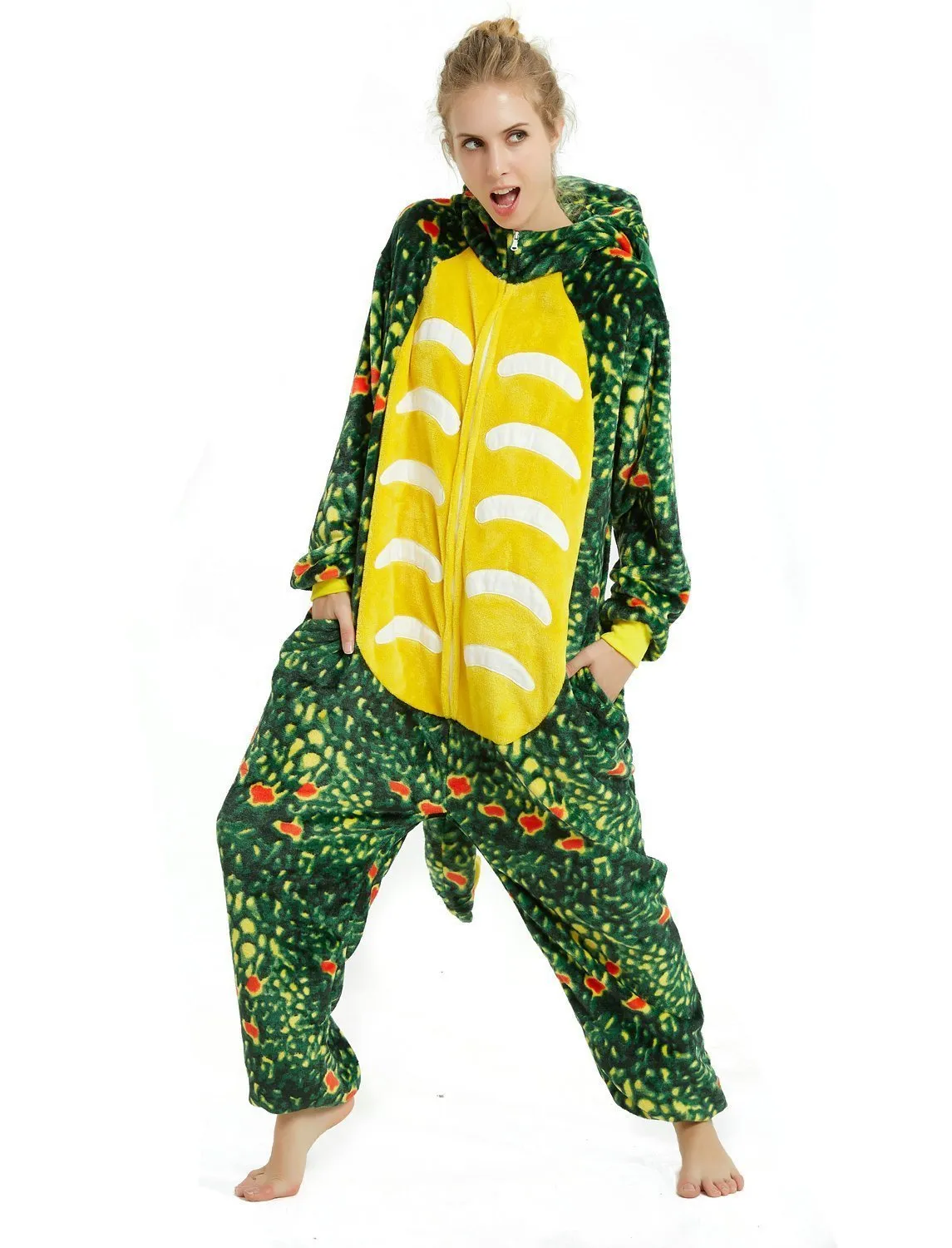 Green Triceratops Dragon Adult Kids Kigurumi Onesies Pajamas Costume