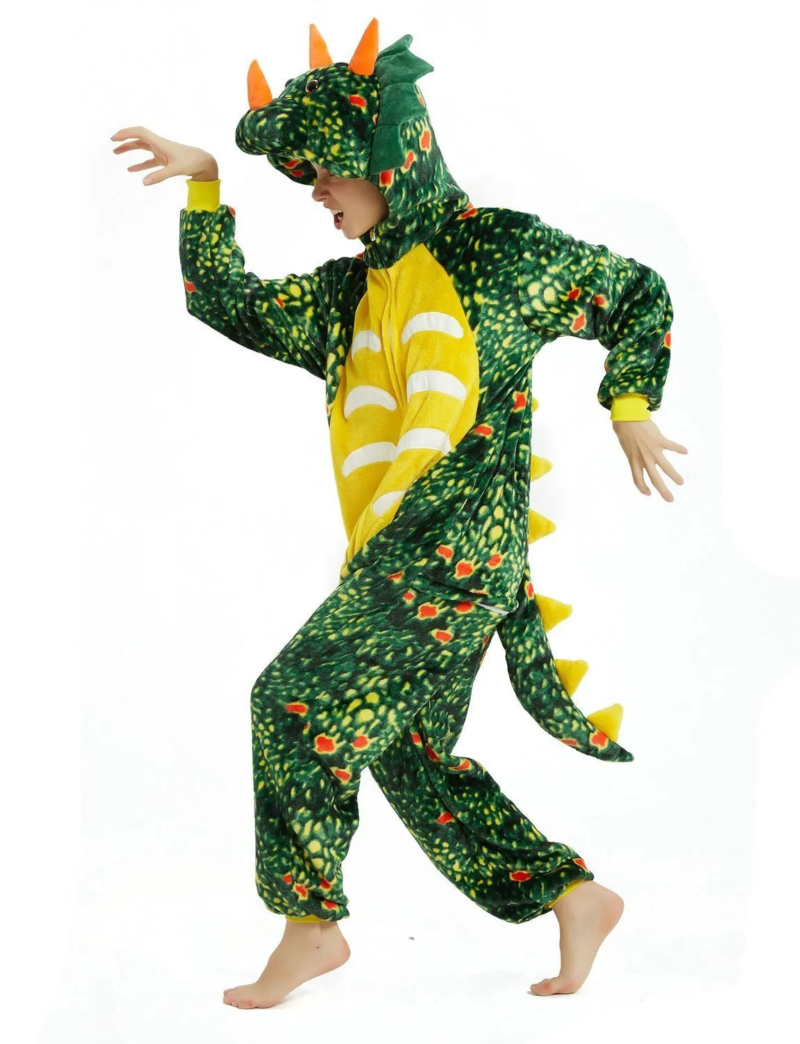 Green Triceratops Dragon Adult Kids Kigurumi Onesies Pajamas Costume