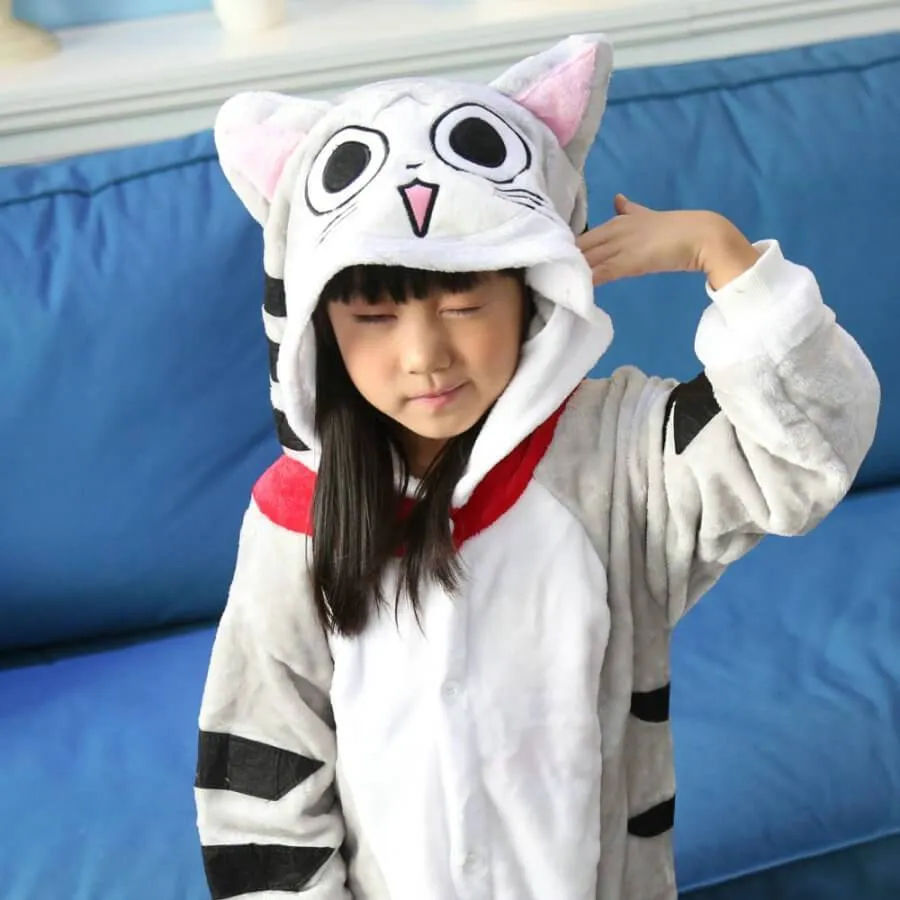 Grey Chi's Cat Kids Onesies Hoodie Costume Kigurumi Pajamas