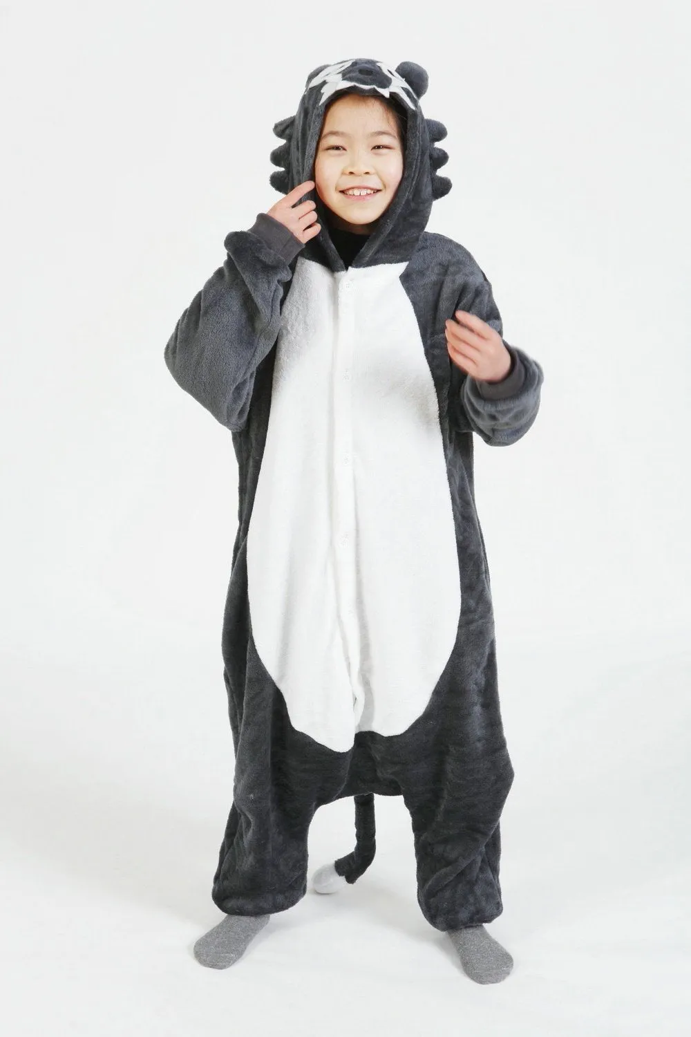 Grey Wolf Kigurumi Pajamas Kids Animal Hoodie Onesie Cosplay